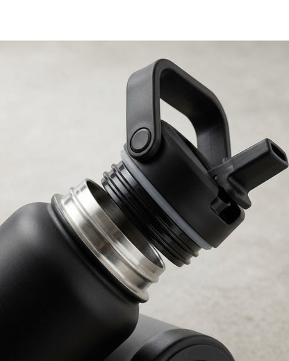 Paceru Insulated Sports Bottle Straw Lid Black 24 oz