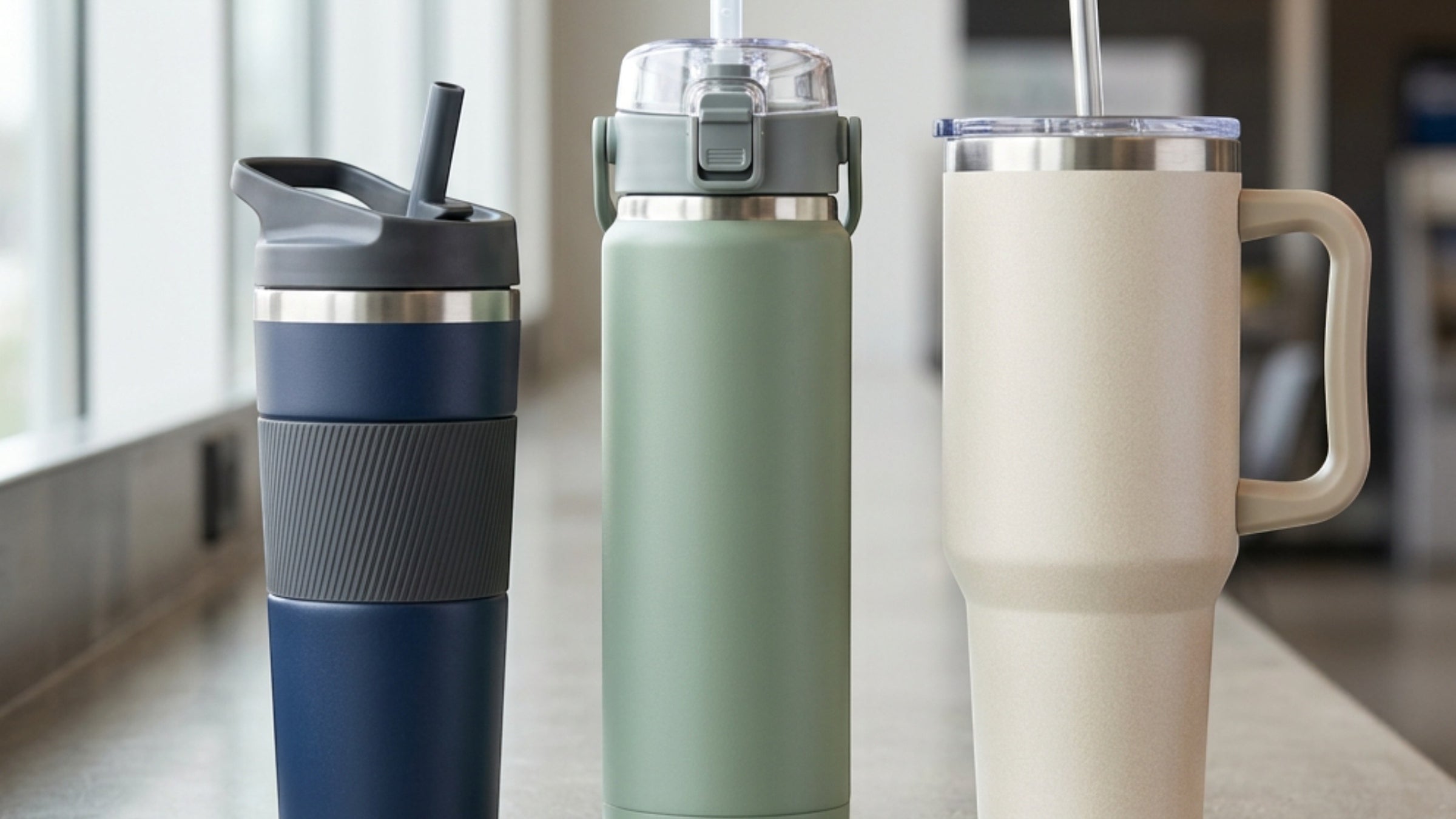 Paceru Vacuum Insulated Sports Bottles with Straw Lids